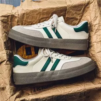 Men s trendy popular Leisure shoes versatile soft leather for Men Sneakers Man Low-top wear-resistant sports walking Footwear 39 чёрный