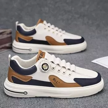 Men s trendy shoes 2025 new spring and autumn button board shoes student youth sports and leisure shoes leather men s 39