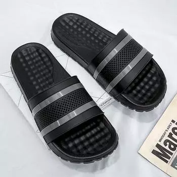 Мужские модные уличные тапочки с мягкой подошвой EVA, удобные нескользящие повседневные тапочки для активного отдыха мужчин 42-43 чёрный