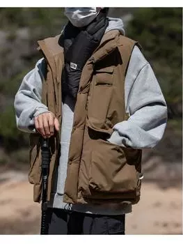 Men s Trendy Winter Cotton Vest - Functional Outdoor Wear with Thick, Warm Insulation XXL