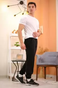 Men s Two Thread Sweatpants with Elastic Legs and Raised Inside