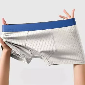 Men s Underwear Cotton Striped Sports Breathable Flat Corner Pants Loose Plus Size Men s Four Corner Shorts L