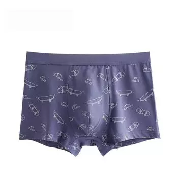 Men s Underwear Printed Four Cornered Pants Young Men s Sports Quick Drying Flat Cornered Pants L
