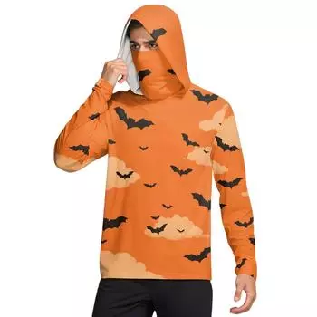 Men s UPF50+ Sun-protective Shirt, Quick-drying Long-sleeved Shirt, Running Exercise Fishing Shirt M оранжевый