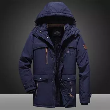 Men s Velvet Cotton Coat, Young Men s Outdoor Thick Cotton Jacket, Winter Large Size Cotton Coat, Mid-length Top, Jacket, Men s Clothing M