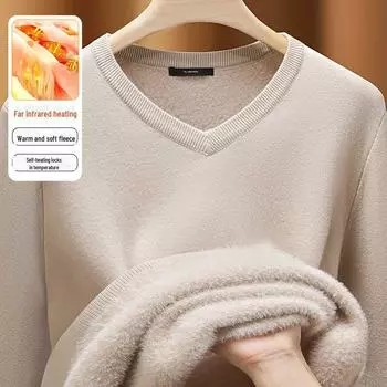 Men s Velvet V-Neck Sweater: Warm, Thickened Knit for Autumn/Winter 2025 M