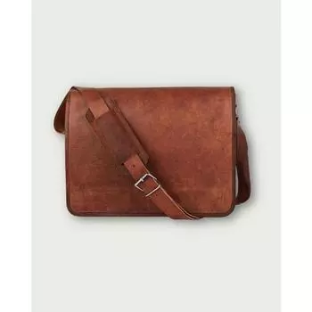 Men s Vintage Super Quality Goat Leather Shoulder Satchel Messenger Handmade Bag 15 x 11 x 4 in коричневый