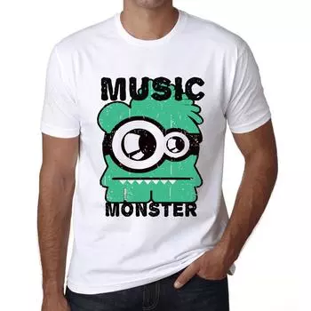 Men’s Vintage Tee Shirt Graphic T Shirt Music Monster White T-Shirts Men Summer Short Sleeve Tees S белый