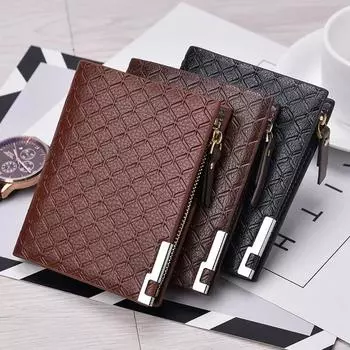 Men s Wallet Multiple Card Holder Wallet Business Short PU Leather Embossed Hardware Zipper Coin Pocket Leisure Purse Card Case