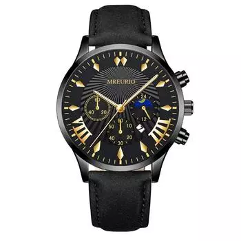 Men s Watch Men s Watch Fashion Watch Three Eyes Six Pins Commercial Calendar Moon Quartz Watch Belt Men s