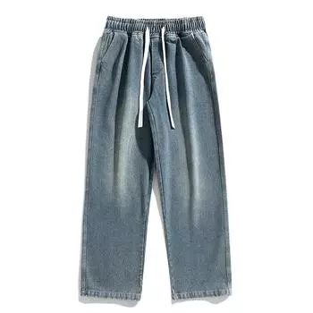 Мужские джинсы Water Washed, мужские ретро-американские летние потертые белые брюки, мужские прямые брюки S