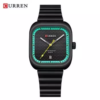 Men s Waterproof Luminous Quartz Watch Creative Rectangular Calendar Dial Student Sports Trend Watch Festival Gift Men s Exquisite Gift Watch чёрный