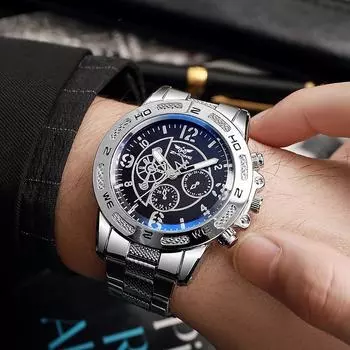 Men s Waterproof Luminous Running Alarm Clock Watch One Size чёрный