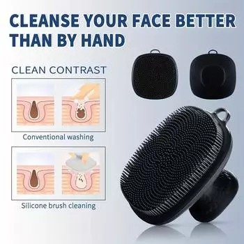 Men’s Waterproof Silicone Face Scrubber - Deep Cleanse, Exfoliate, Revitalize Skin, Gentle Manual Brush (Black) чёрный