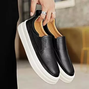 Men s White Business Leather Shoes Man Loafers Comfortable 2024 Black Summer Sneakers Cheap Moccasin Breathable Casual Shoe 38 чёрный
