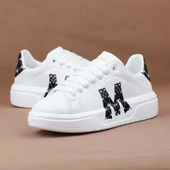 Men s White Shoes Skateboarding Shoes High Top Men Women Couple Style Comfortable Men s Skateboarding Sneakers Sports Shoes 39 чёрный/белый