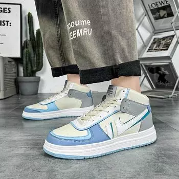 Мужская белая спортивная обувь, женская уличная обувь, унисекс, кроссовки для бега, обувь для студентов, большие размеры, обувь для пар, высокий верх EU: 39 чёрный