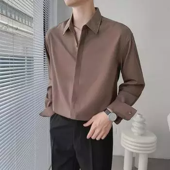 Men s Wind-Free Ice Silk Long-Sleeve Casual Shirt - Lightweight, Wrinkle-Resistant, Stylish Summer Top XL белый