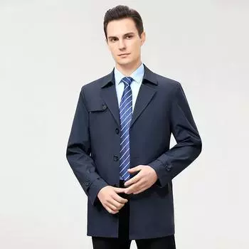 Мужская ветровка с лацканами средней длины для среднего возраста, весна-осень, повседневная деловая куртка для государственных служащих, куртка для мужчин 170
