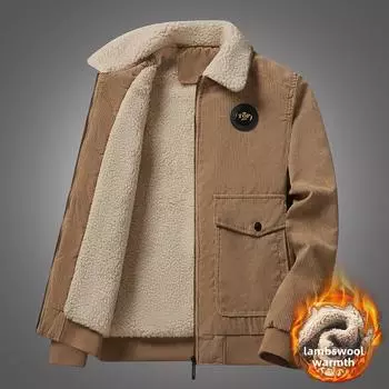 Men s Winter Casual Lambskin Baseball Jacket - Thickened, Cold-Proof, Cotton-Padded Fashion Coat XL