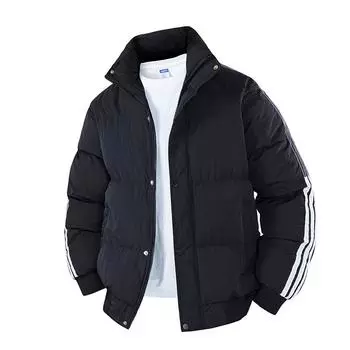 Мужское зимнее повседневное толстое хлопковое пальто с воротником-стойкой, теплая куртка унисекс с воротником-стойкой XXXXL чёрный