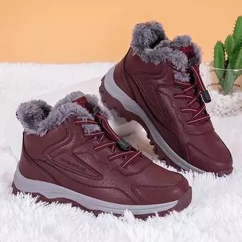 Men s Winter High-Top Leather Walking Shoes - Insulated and Warm for Outdoor Use 44 темно-красного