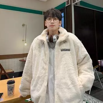 Мужское зимнее пальто из овечьей шерсти с утолщенной хлопковой подкладкой M чёрный