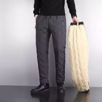 Men s Winter Lambskin Plus Velvet Waterproof Warm Outdoor Trousers L