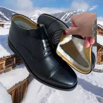 Men s Winter Leather Snow Boots with Wool Fur Lining 44