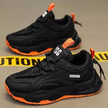 Men s winter new thick-soled heightening running sneakers solid color versatile low-top lace-up dad shoes men s shoes 39