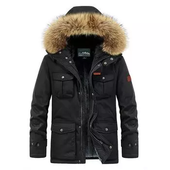 Мужская зимняя стеганая хлопковая куртка средней длины с капюшоном, утолщенная теплая повседневная куртка 8XL