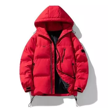Men s Winter Padded Warm Casual Zipper Fashion Cotton Coat Short Down Jacket Men s Coat Thicken Padded Warm Outdoor Hooded Clothing M белый