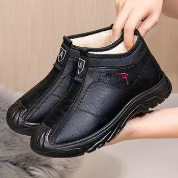 Men s Winter Short Ankle Boots Comfortable Faux Fur Lined Snow Boots Outdoor Warm Anti-Slip Shoes Comfortable Work Walking Shoes 39 чёрный