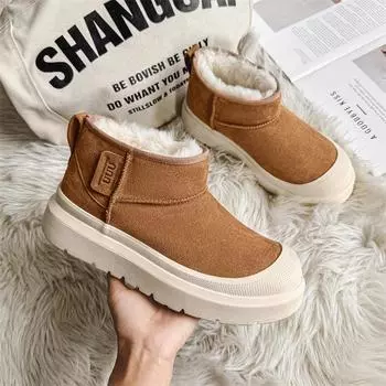 Men s Winter Snow Boots – Real Leather, Fur Lined, Non-Slip, Wool, Short, Thick Velvet, Cold-Proof, Warm. 44