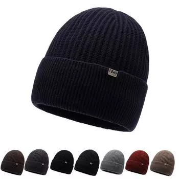 Men s Winter Thick Warm Pullover Wool Hat Ski Hat Winter Coldproof Cycling Knitted Hat темно-серого