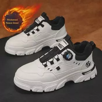 Men s Winter Velvet Lace-Up Height-Enhancing Outdoor Cotton Shoes 42 жёлтый