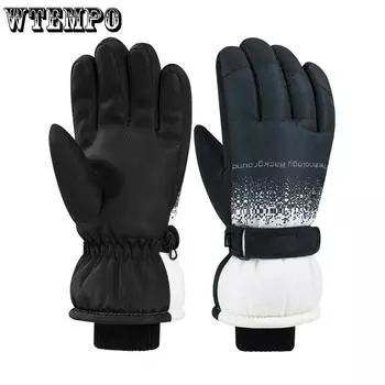 Men s Winter Warm and Plush Thick Riding Gloves Waterproof and Cold Proof Winter Skiing Gloves for Women чёрный