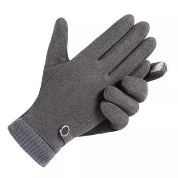 Men s Winter Windproof Cycling Gloves with Touchscreen Compatibility and Velvet Cuff One Size серый
