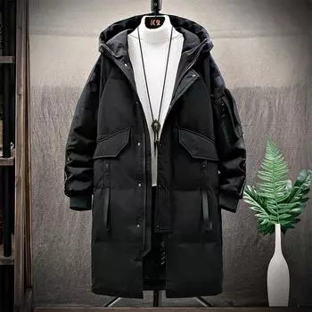 Men s WinterJacket Long Parka Hooded Loose Plus Size Warm Coat Zipper Warm Jacket XS красный
