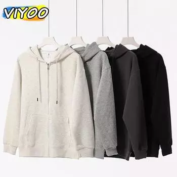 Мужские и женские хлопковые кардиганы, толстовки с капюшоном, толстовки с капюшоном для мужчин, модная одежда, уличная одежда L серый