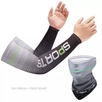 Men s Women Spring Summer Sun Protection Ice Silk Ice Sleeve Men s Bandana Mask Mountaineering Riding Face Towel Cooling Oversleeve Thin Gloves Ice sleeve gray + face towel Gray All yards