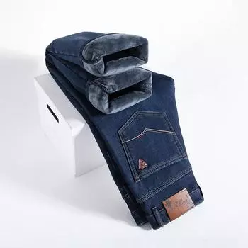 Men s Wool Jeans 2024 Winter Classic Business Casual Style Warm and Comfortable Plus Velvet Thickened Straight Jeans 31