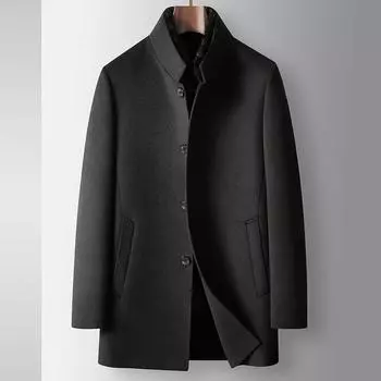 Men s Woolen Coat Autumn and Winter Mink Hair Stand-up Collar Middle-aged Business Take-off Down Liner Double-sided Woolen Coat 170