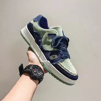 Men s Youth Student Canvas Shoes 2024 Spring Autumn Season New Fashion Versatile Sports Shoes Outdoor Vacation Flat Casual Shoes 39 зелёный
