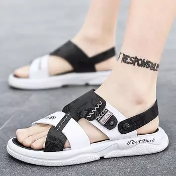 Men Sandals Soft Comfortable Non-Slip Men Shoes High Quality Woven Beach Sandals Mens Gladiator Sandals Summer Casual Flat Shoes 39 чёрный