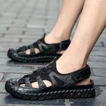 Men Sandals Summer Beach Shoes Fashion Lazy Outdoor Flat Walking Slippers Sport Male Shoes Men Sneakers Zapatillas Hombre Size48 38 чёрный