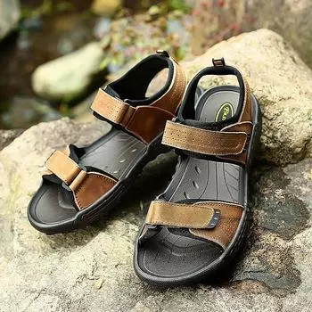 Men Sandals Summer Leisure Beach Holiday Sandals Men Shoes 2024 New Outdoor Wading Shoes Male Retro Comfortable Casual Sandals 38 чёрный