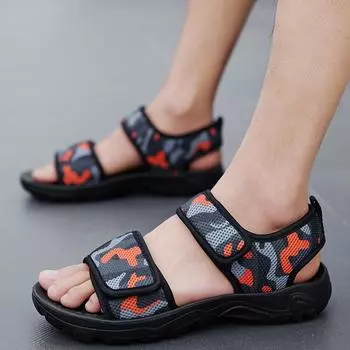 Men Sandals Summer Leisure Beach Holiday Sandals Men Shoes New Outdoor Male Camouflage Comfortable Casual Sandals Men Sneakers 39 оранжевый