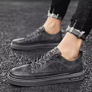 Men Shoes 2024 Simple Flat Bottomed Men s Casual Board Shoes Autumn Fashion Low Top Casual Shoes Loafers Men 39 чёрный