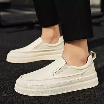 Men Shoes black white Casual Men s Loafers Man Moccasins Shoes Genuine Leather Male Flats fashion Luxury Business Shoes 7 бежевый